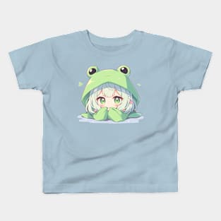 Kawaii Anime Chibi Frog Girl Kids T-Shirt